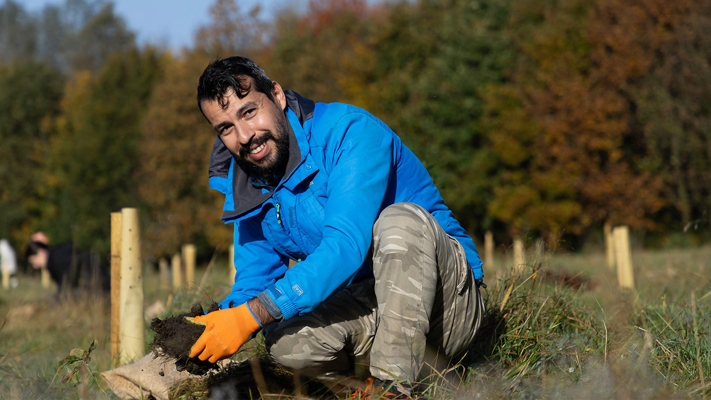 Man planting trees.